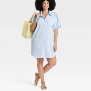 A New Day Light Blue Striped Mini Dress